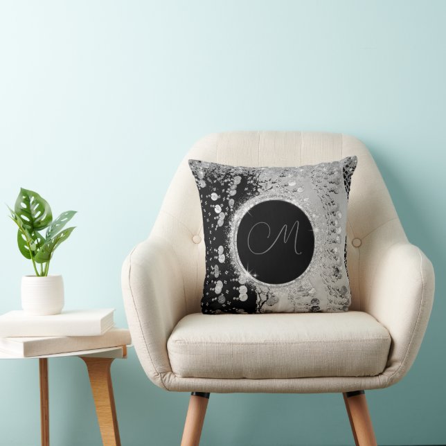Almofada Monograma preto e prateado (Cadeira)