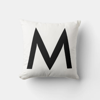 Almofada Monograma Preto Elegante em Branco