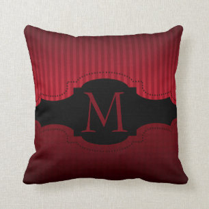 Almofada Monograma preto vermelho personalizado do teste