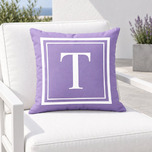 Almofada Monograma Quadrado Branco Roxo Clássico