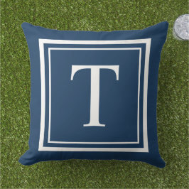 Almofada Monograma Quadrado Clássico Navy Branco