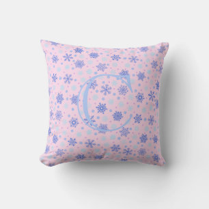 Almofada Monograma Químico Elegante Pink Pastel Flocos de N