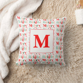 Almofada Monograma Retro Alegre e Brilhante Natal