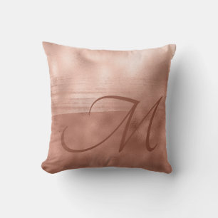Almofada Monograma Rosa Dourado Pincel de Luxo Traço