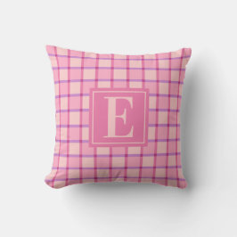 Almofada Monograma Rosa Roxo Checker Moderno