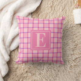 Almofada Monograma Rosa Roxo Xadrez Moderno