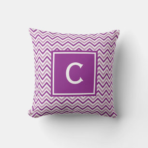 Almofada Monograma roxo dobro de Chevron