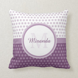 Almofada Monograma roxo e branco da modificação das