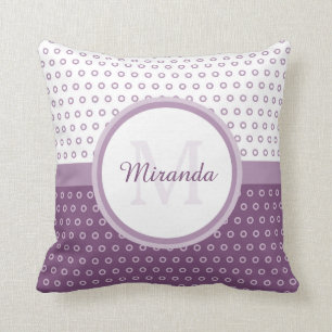 Almofada Monograma roxo e branco da modificação das