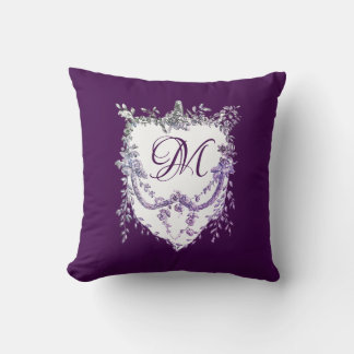Almofada Monograma roxo Vintage Chinoiserie