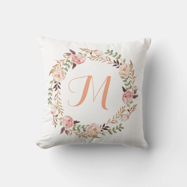Almofada Monograma Russo Floral Wreath (Frente)
