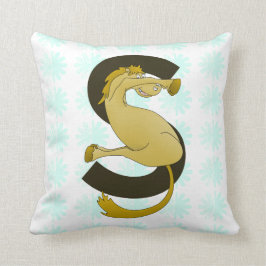 Almofada Monograma S Engraçado Pony Personalizado