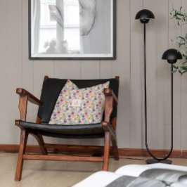 Almofada monograma simples de flor selvagem de cinzas