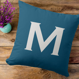 Almofada Monograma Simples Elegante Azul Moderno