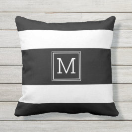 Almofada Monograma Simples Moderno, em Preto e Branco