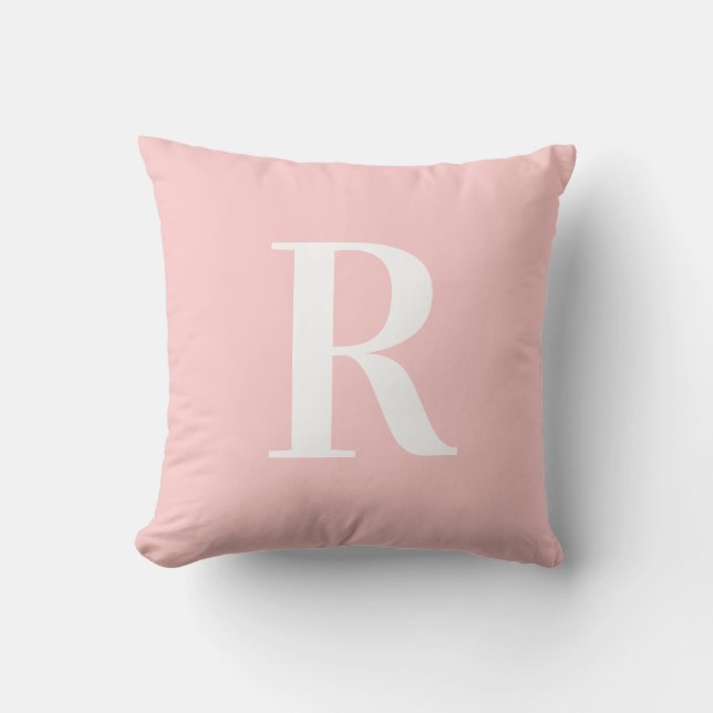 Almofada Monograma Simples Moderno Rosa (Frente)