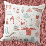 Almofada Monograma - Sinalização Retro Escandinávia Inicial<br><div class="desc">Esta design escandinava divertida é a maneira perfeita de adicionar um toque de 'Hygge' à sua vida. Um design de inverno quente e aconchegante com sotaques verdes cor-de-rosa e cor-de-rosa. Arte original de Nic Squirrell. Mude o monograma inicial para personalizar.</div>