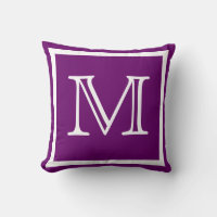 monograma travesseiro simples de grão roxo