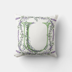 Almofada Monograma U Lavanda Eucalipto