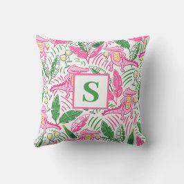 Almofada Monograma verde cor-de-rosa de vinho de jacaré pré