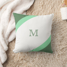 Almofada Monograma Verde e Branco Moderno Simples