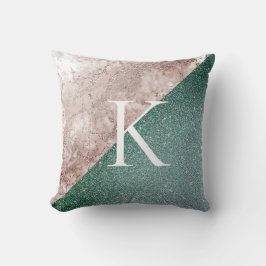 Almofada Monograma Verde Glitter Marble Rosa