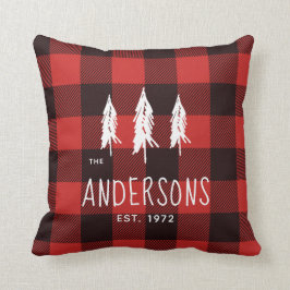 Almofada Monograma vermelho & preto do país rústico da