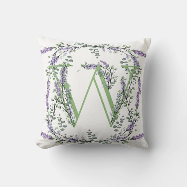 Almofada Monograma W Lavanda Eucalyptus (Frente)