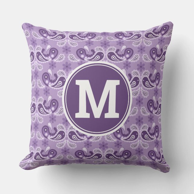 Almofada Monograma Xadrez Roxo e Branco Fofo e Charmoso (Frente)