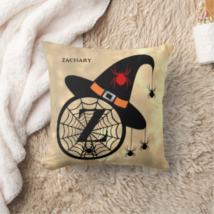 Almofada Monograma Z Halloween Sky Witeen Nome das Aranhas