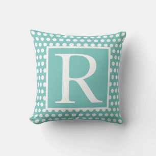 Almofada Monogramas Azul Azul Azul Branco Ponto Dotado Favo