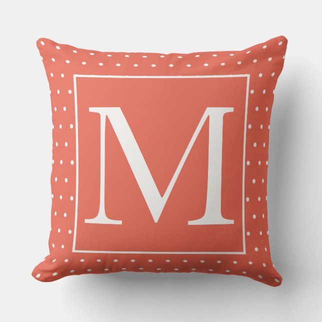 Almofada Monogramas Laranja Bolinhas Branca outono Decência (Frente)
