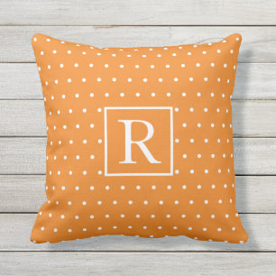 Almofada Monogramas Pumpkin Laranja Bolinhas Queda
