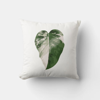 Almofada Monstera Albo Heart — Arte de Planta Real para Dec