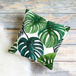 Almofada Monstera Deixa Moderna Aquarela Botânica