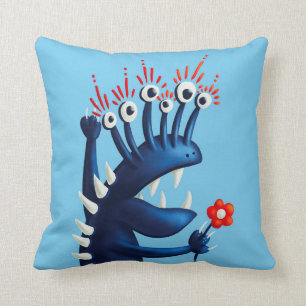 Almofada Monstro azul com miúdos da flor