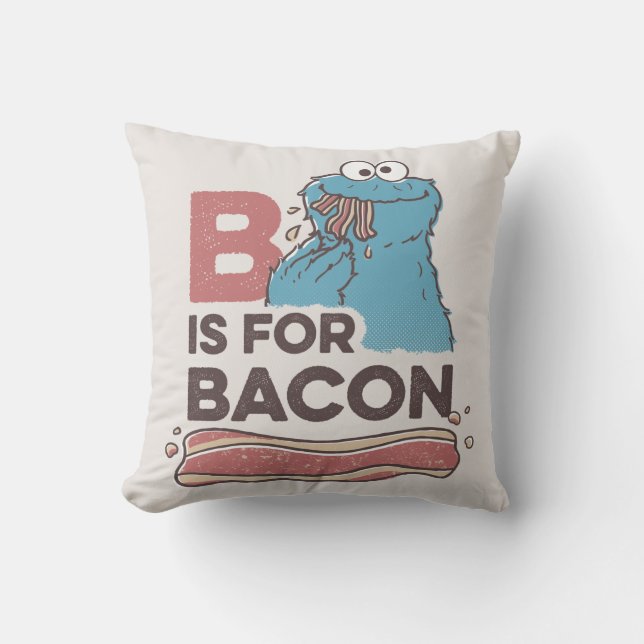 Almofada Monstro das Bolachas | B é de Bacon (Frente)