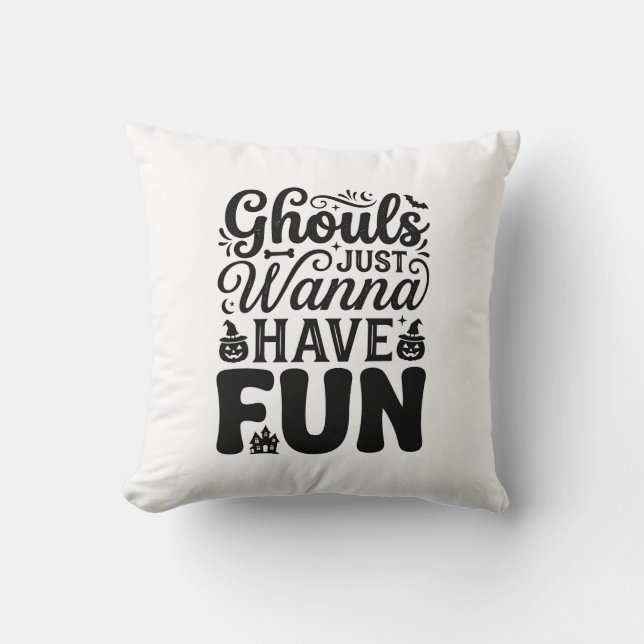 Almofada Monstros Apenas Querem se Divertir Vintage Hallowe (Frente)