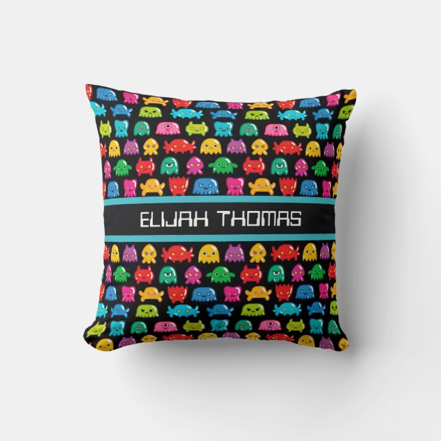 Almofada Monstros de Video Game Geek Nerd Jogador Personali (Frente)
