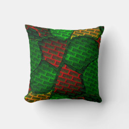 Almofada Montagem de abstrato? Brick, vermelho, verde, amar