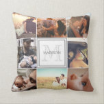 Almofada Montagem de Fotografias Personalizada<br><div class="desc">Mosaico fotográfico personalizado e monograma</div>