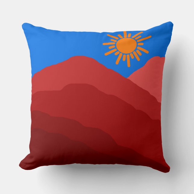 Almofada montanha abstrato vermelha do boho do século médio (Frente)