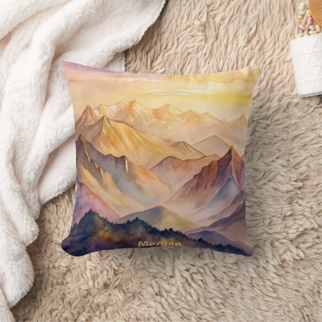 Almofada Montanha Personalizada de Cores d'Água (Cobertor)