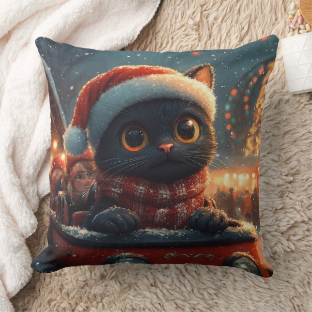 Almofada Montanha Russa de Gato Preto de Natal (Cobertor)