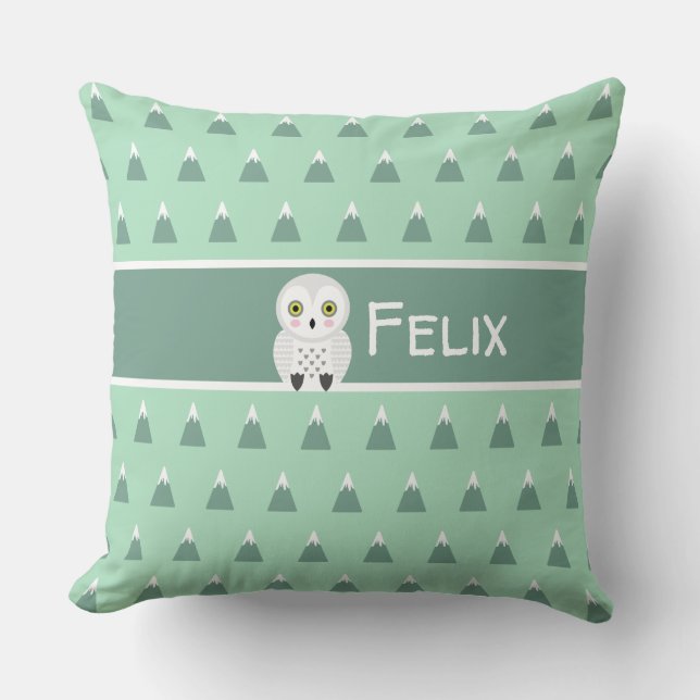 Almofada Montanhas Escandinavas Modernas e Coruja (Frente)