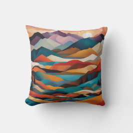 Almofada Montanhas Roxo de Arte Moderna Lago Moon