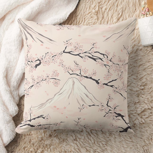 Almofada Monte Fuji com Flores de Cerejeira – Japonês (Cobertor)