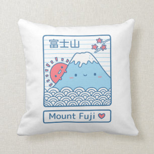Almofada Monte Fuji Kawaii Japão Doodle Decoração de Sala