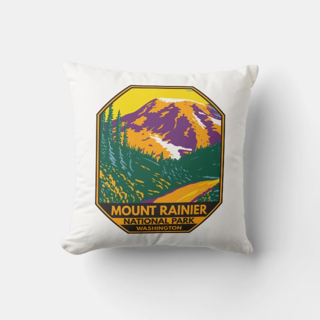Almofada Monte Rainier National Park Washington Retro (Frente)