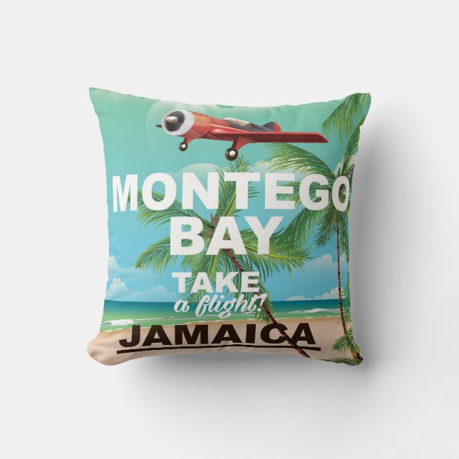 Almofada Montego Bay viagens vintage Jamaica (Frente)